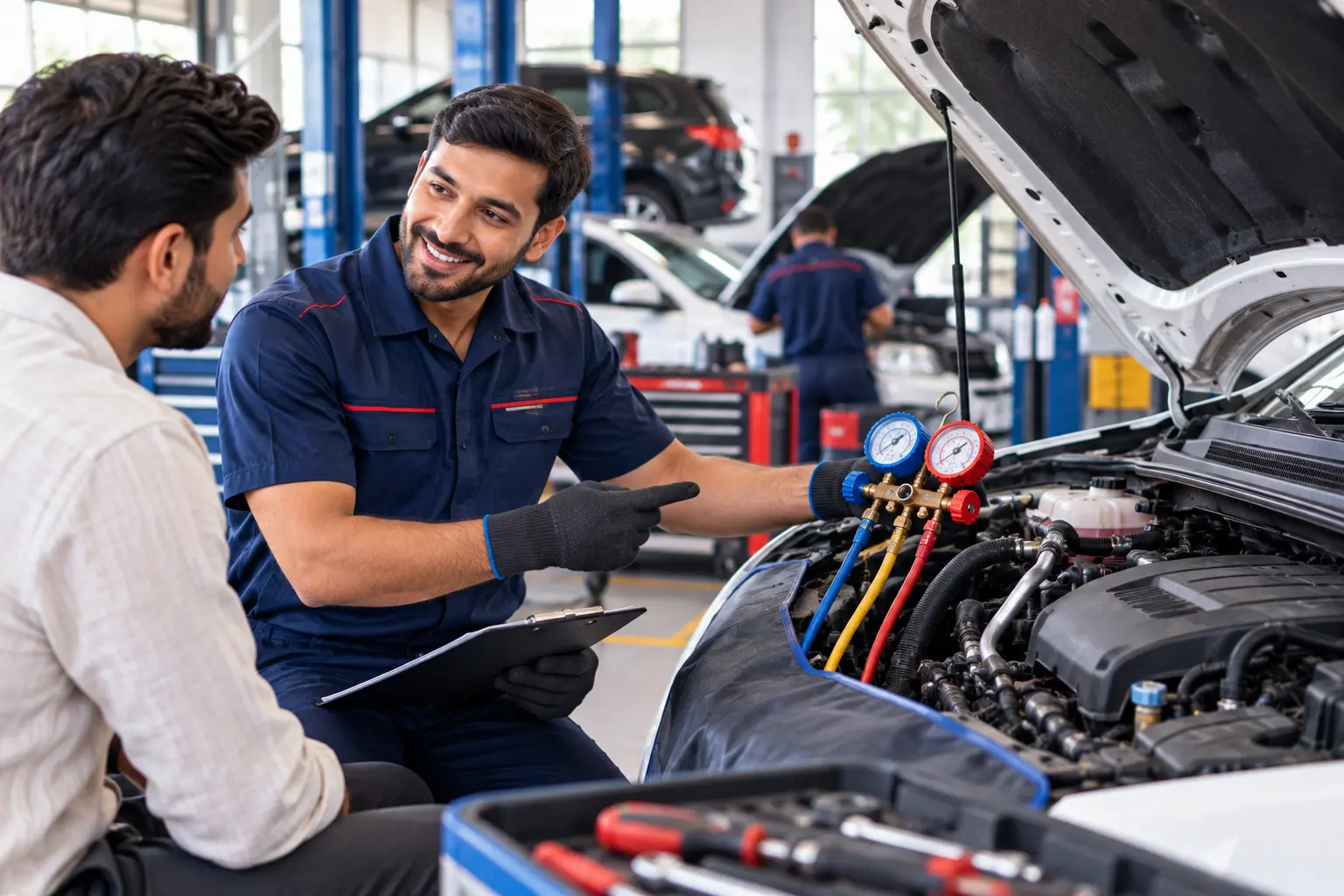 Car AC service technician